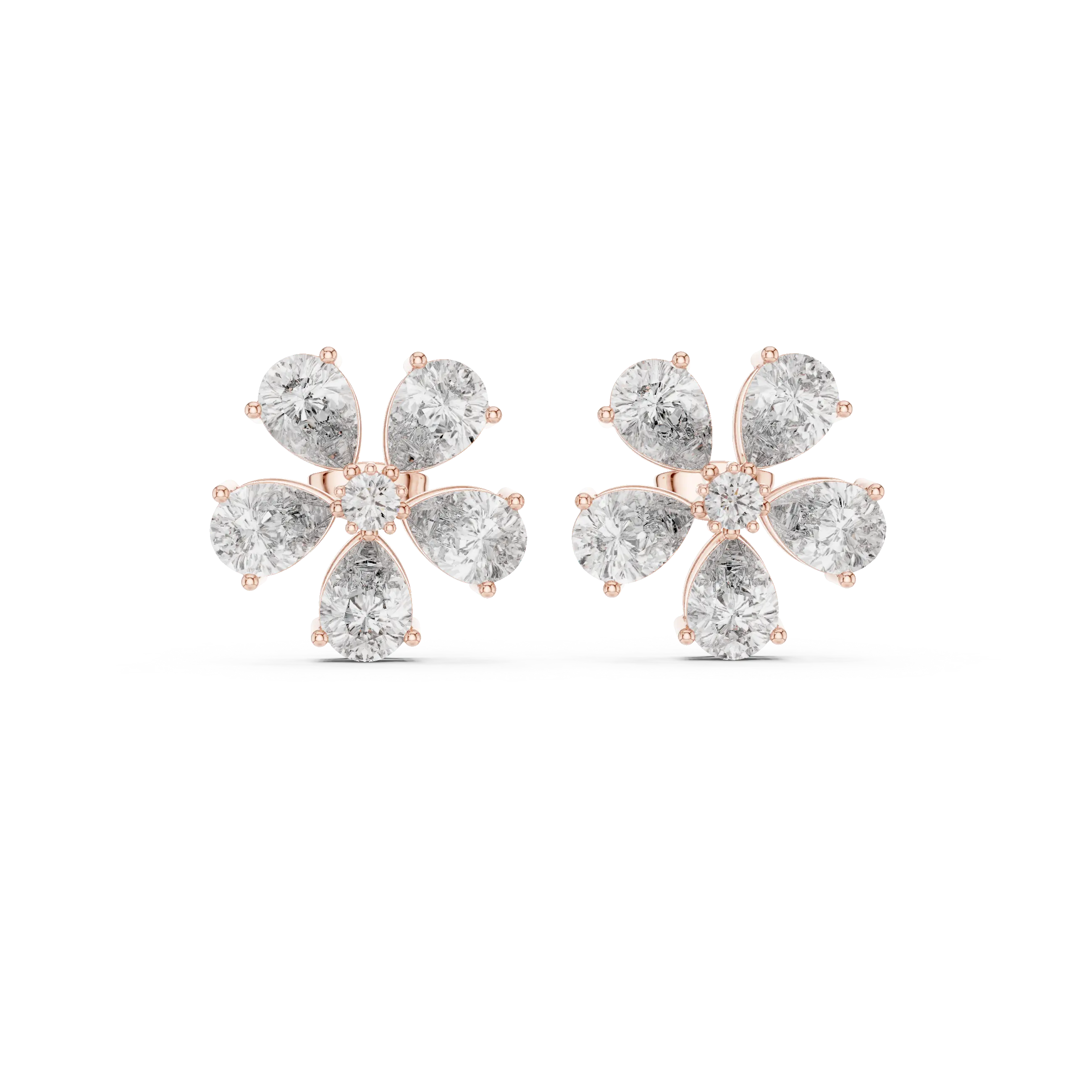 Floral Radiance Diamond Stud Earrings– Where Elegance Takes Bloom
