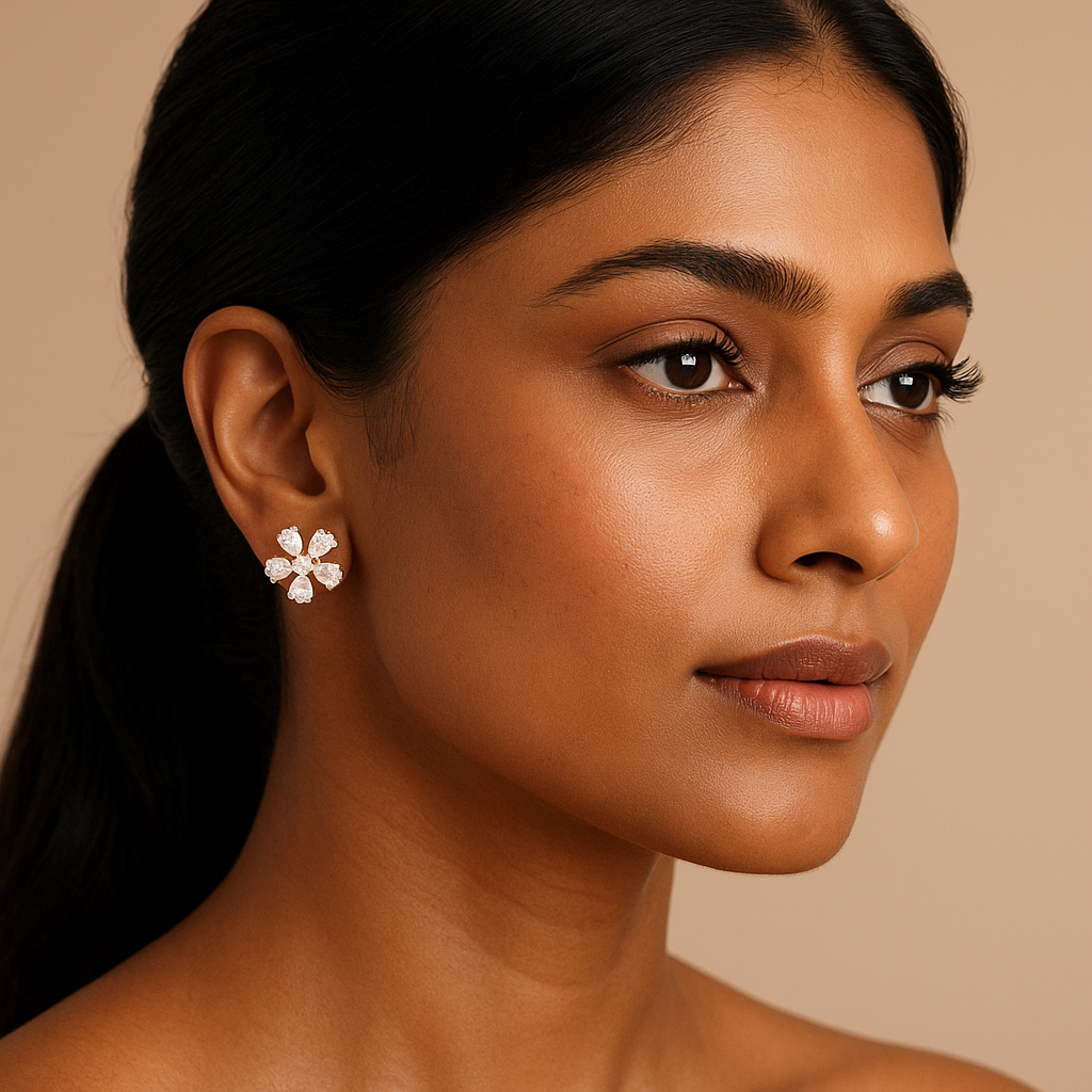 Floral Radiance Diamond Stud Earrings– Where Elegance Takes Bloom