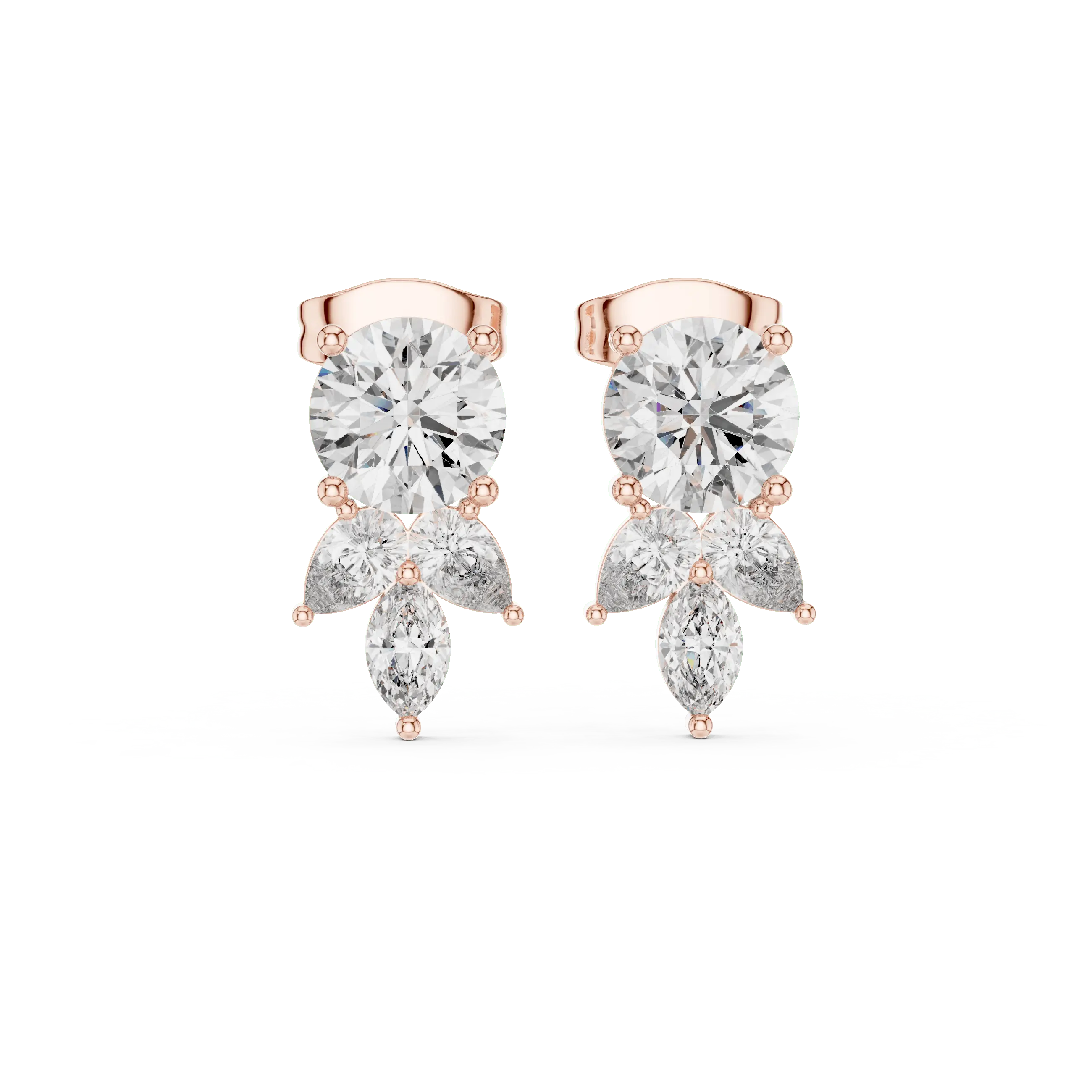 Radiant Bloom Diamond Cluster Earrings – Floral Cluster Style