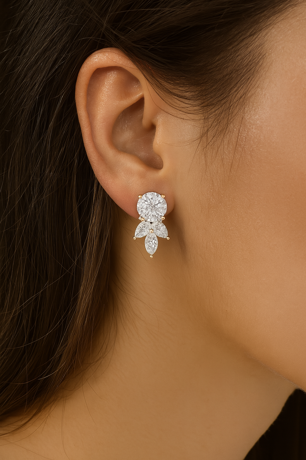 Radiant Bloom Diamond Cluster Earrings – Floral Cluster Style