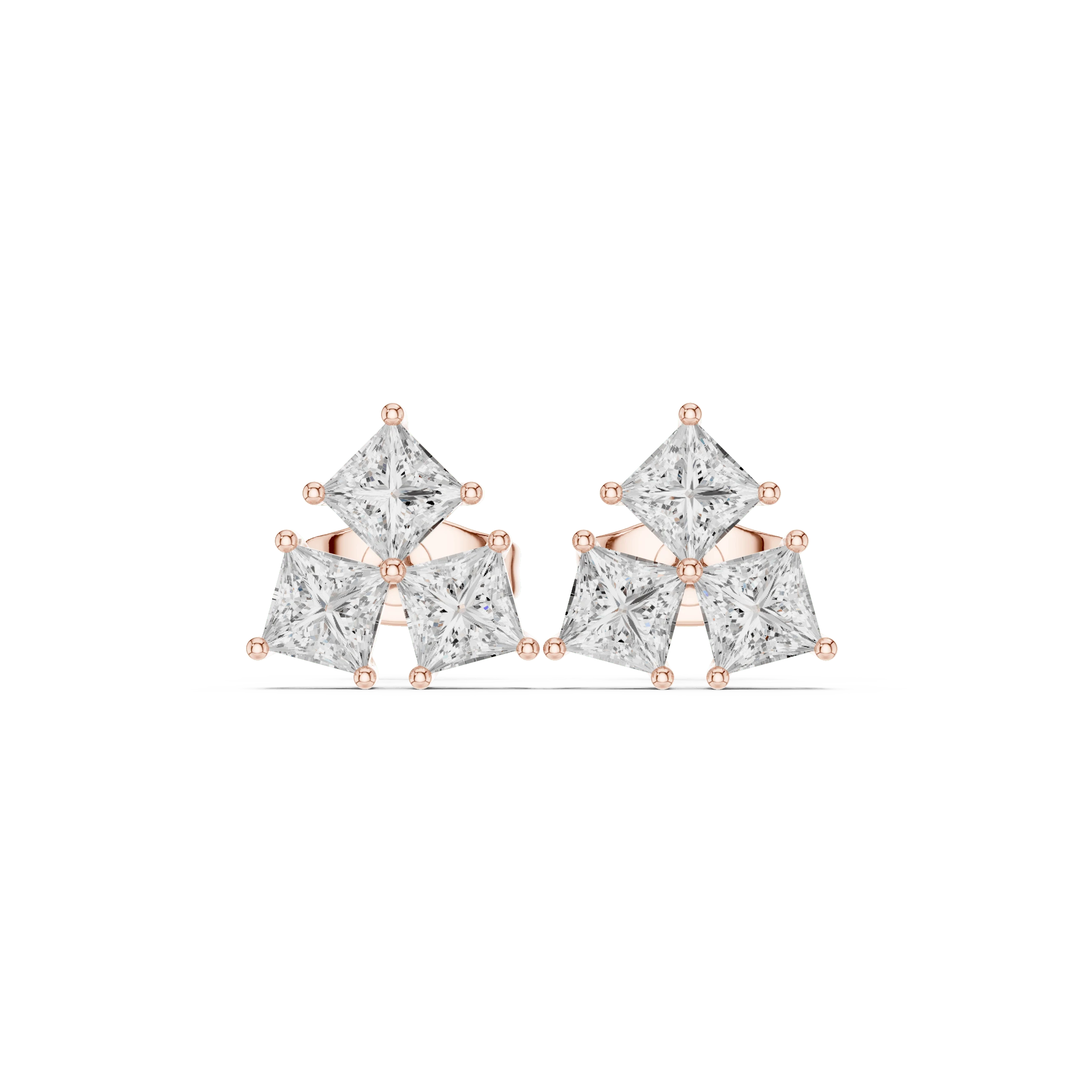 Prism Luxe Princess Cut Diamond Drop Earrings for Women | Party Wear