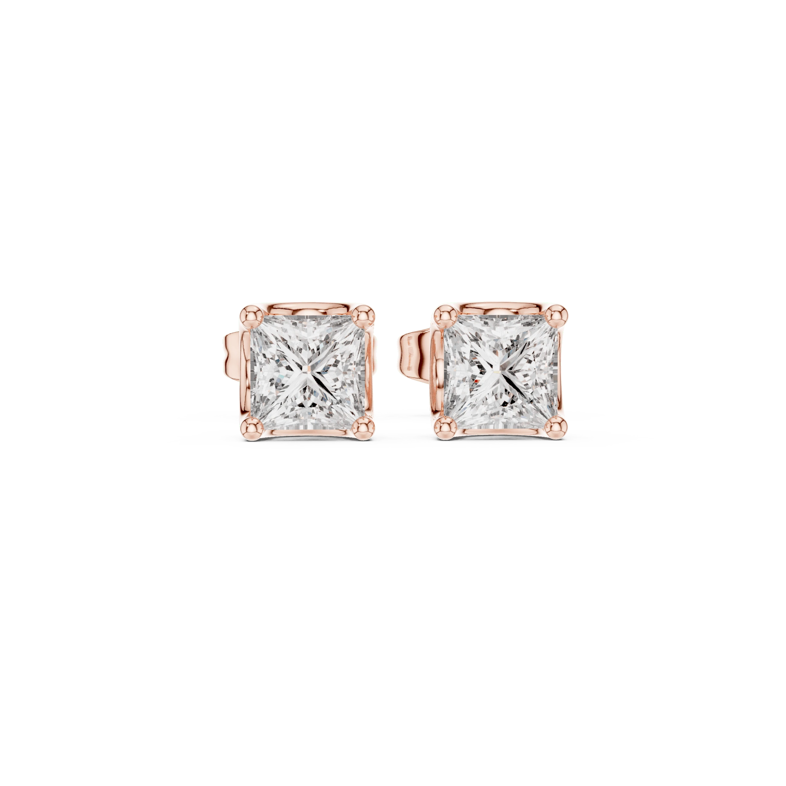 Elegant Princess Cut Diamond Stud Earrings – Minimal & Modern Style