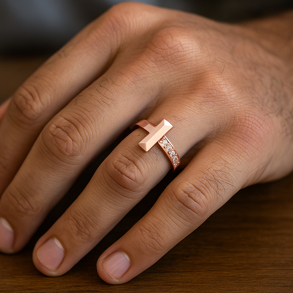 Apex Edge Pavé Statement Ring – Geometry Meets Glamour