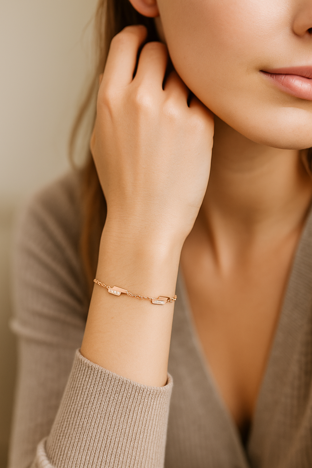 Aria Sleek Diamond Link Bracelet – Timeless Luxury & Modern Minimal Elegance