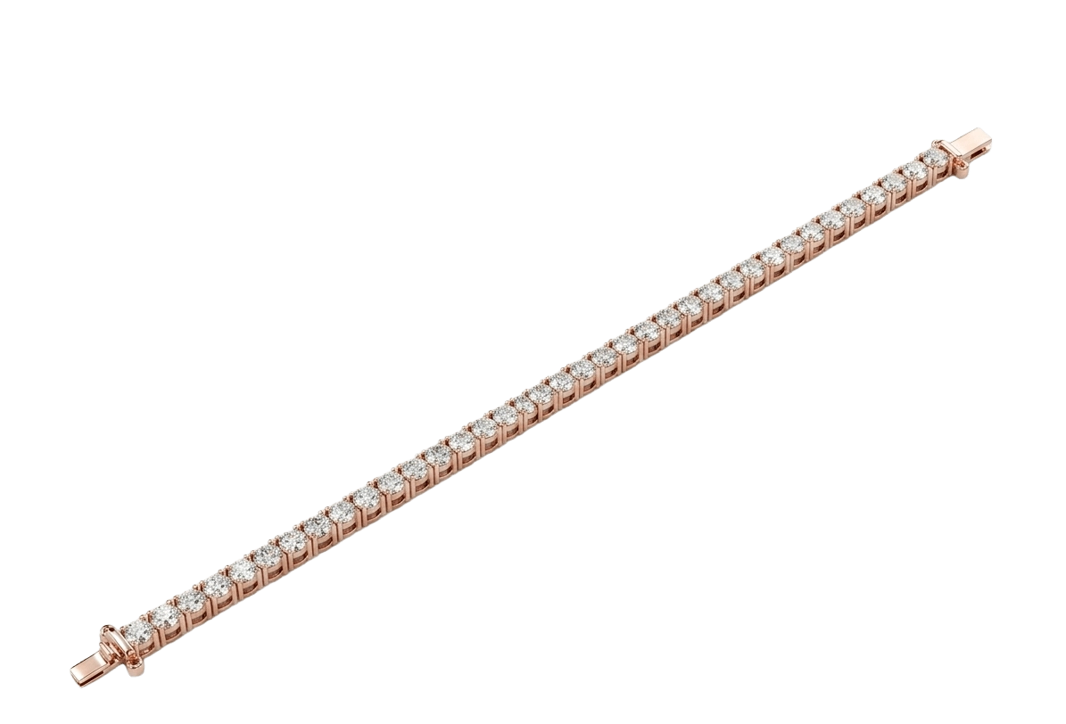 Round-Cut Diamond Tennis Bracelet – Luxury Unisex Statement in Rose Gold, Gold & Silver